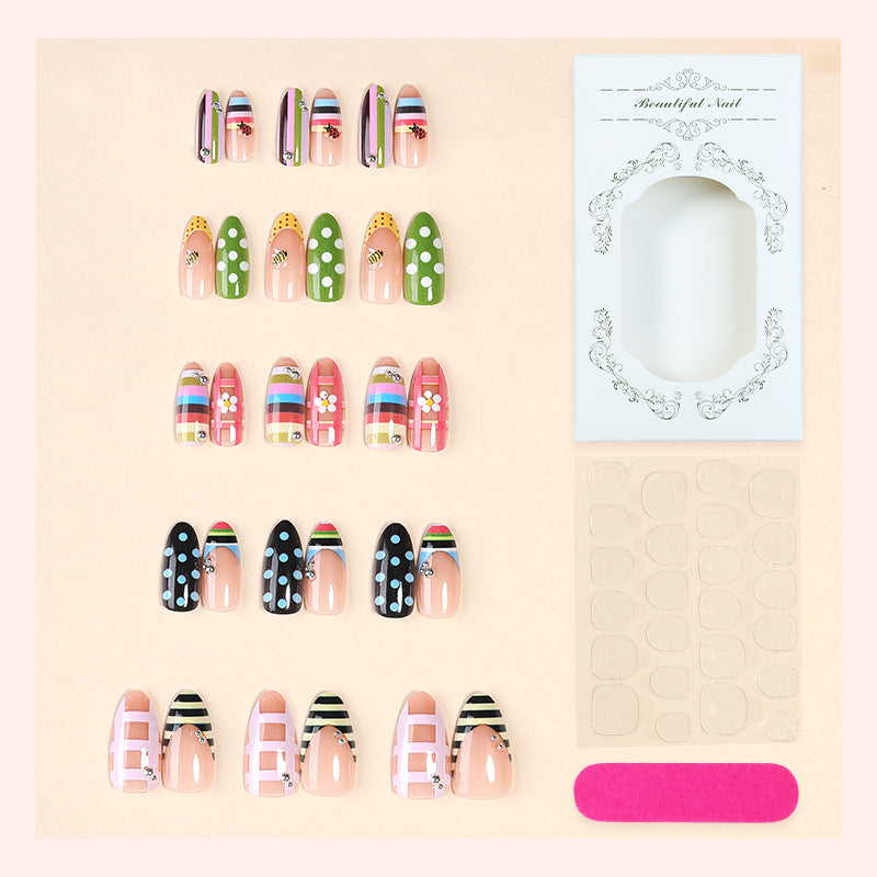 Decorative Press-On Nail Set with Unique Designs kalsten