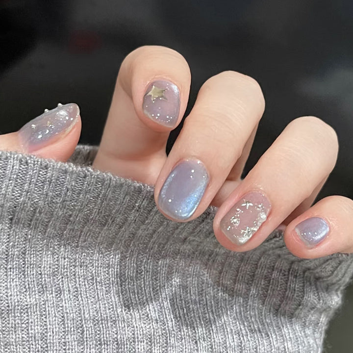 Artistic Press-On Nail Set with Celestial Theme Kalsten