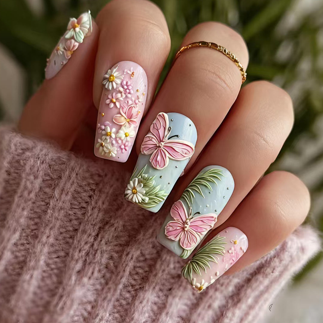 Creative Flower and Butterfly Art Nails Kalsten