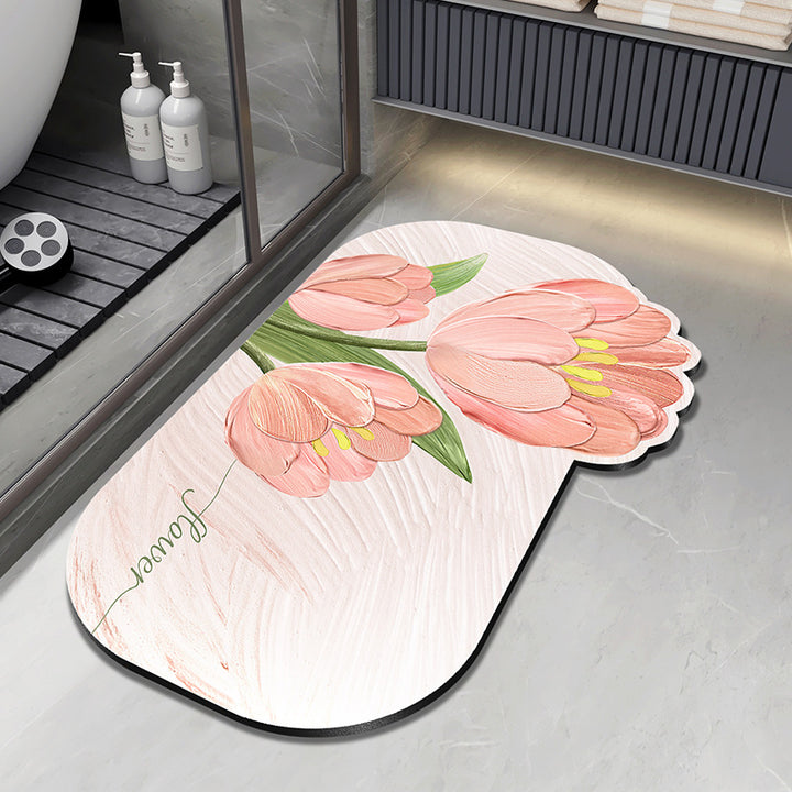 Floral Design Plush Bath Mat Kalsten