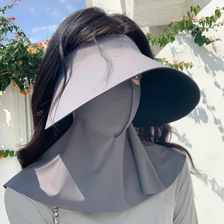 Wide-Curved Full-Face UV Visor with Integrated Breathable Face Shield and Neck Drape Kalsten