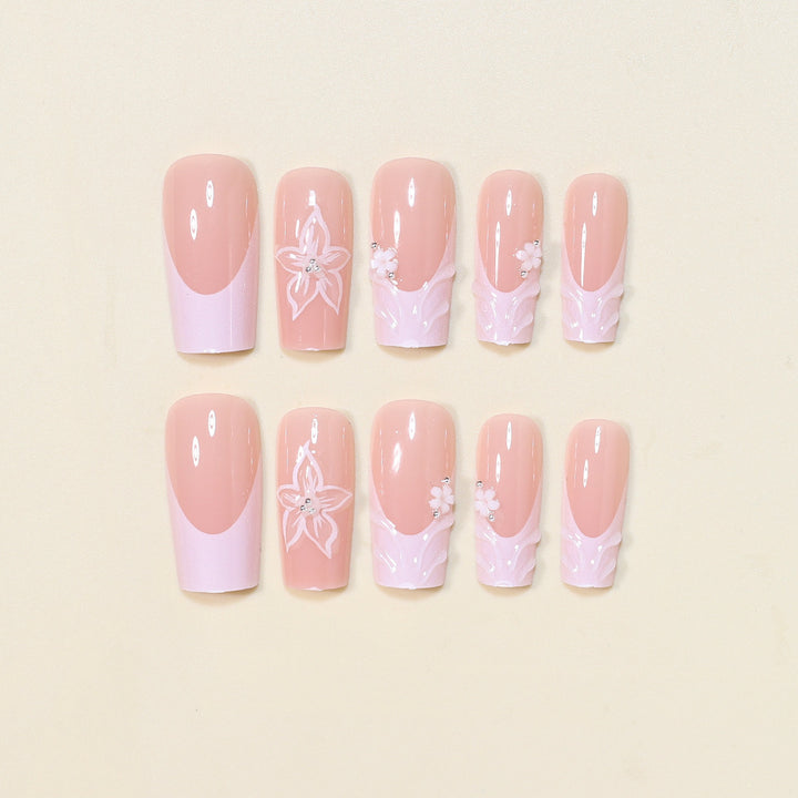 Elegant Floral Press-On Nail Art Kalsten