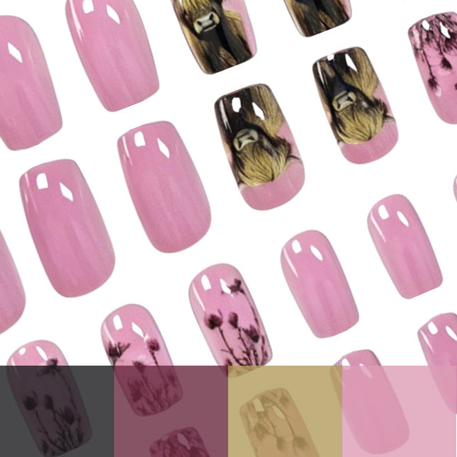 Floral-Themed Highland Cattle Nail Art Kalsten
