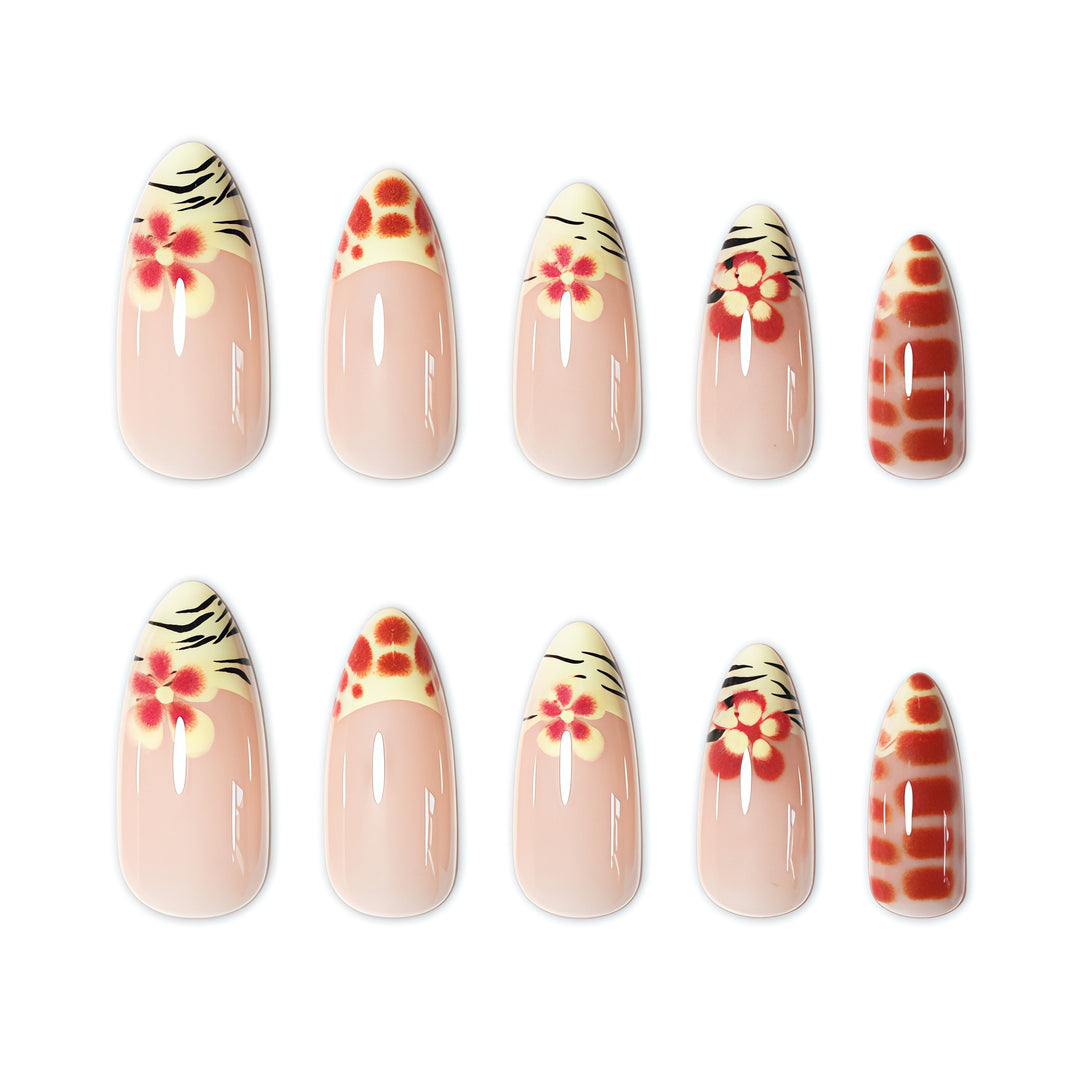 Floral French Tip Nail Art Extensions Kalsten