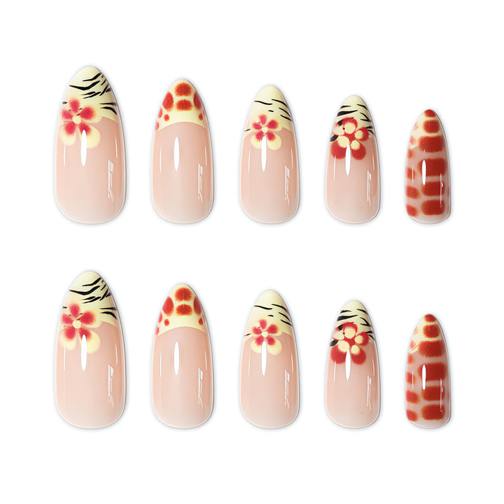 Floral French Tip Nail Art Extensions Kalsten