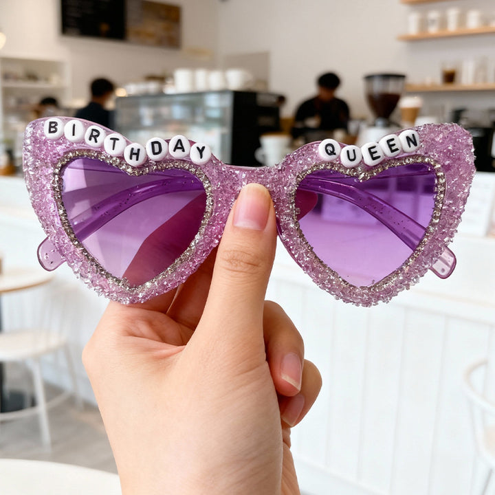 Rhinestone-Embellished Heart Sunglasses Kalsten