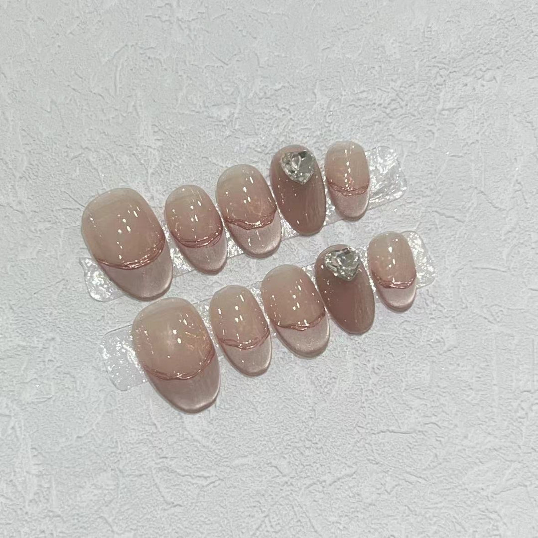 Elegant Press-On Nail Set with Jewel Accents Kalsten