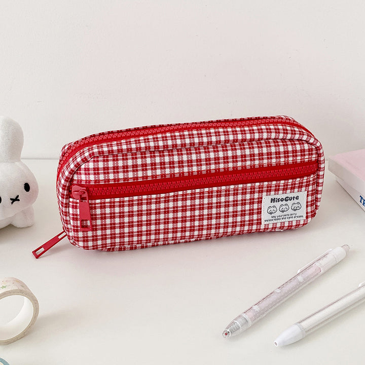 Stylish Gingham Checkered Pencil Case Kalsten