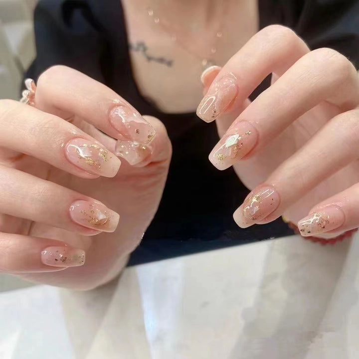 Elegant Gold Leaf Press-On Nails