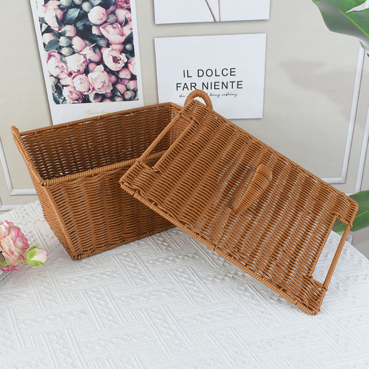 Handcrafted Woven Storage Basket with Lid Kalsten