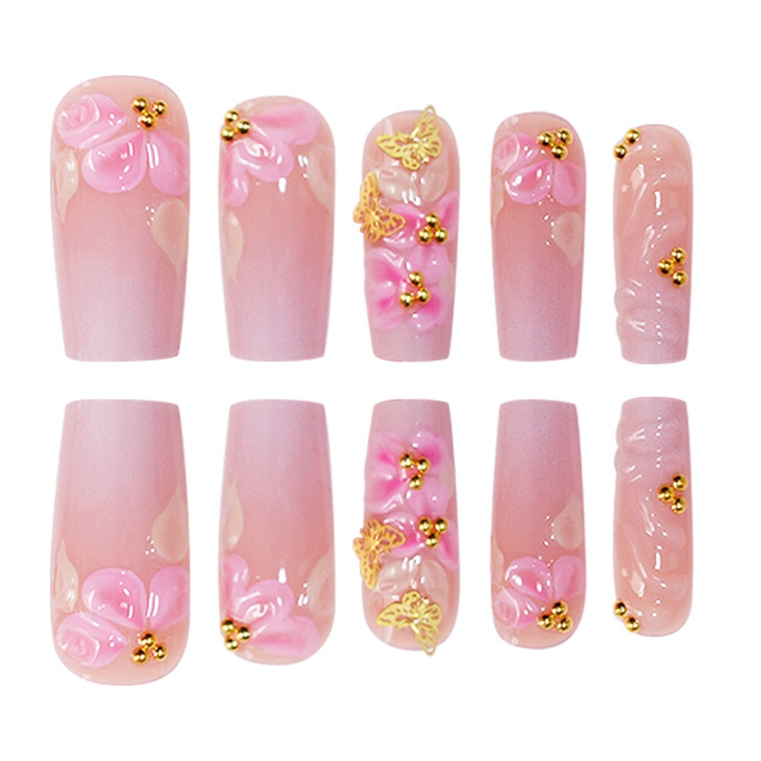 3D Floral Design Press-On Nail Set Kalsten