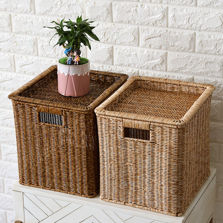 Unisex Rectangular Storage Basket made of braided rattan Kalsten