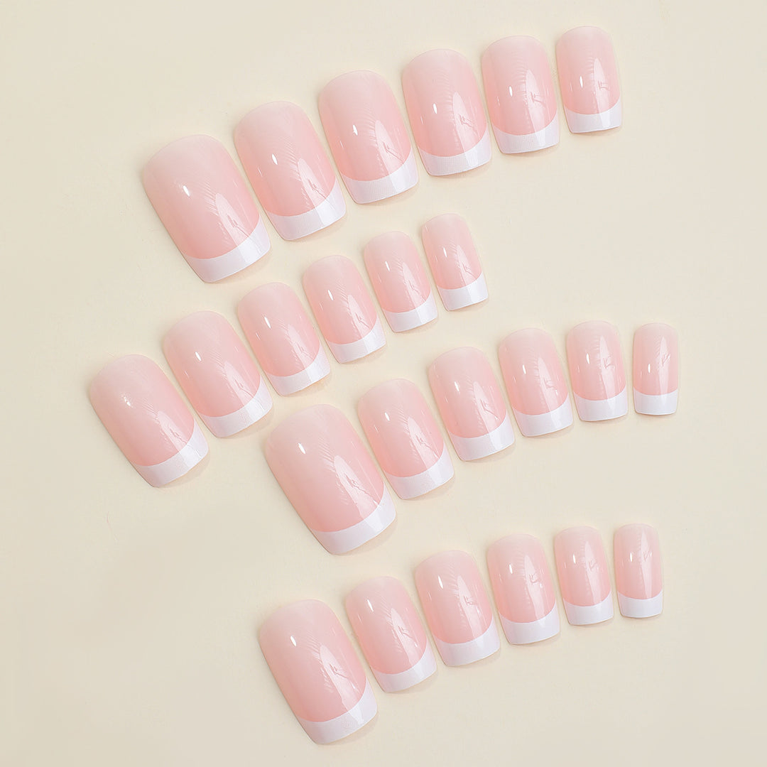 Artificial nail set with elegant French tip decorations Kalsten