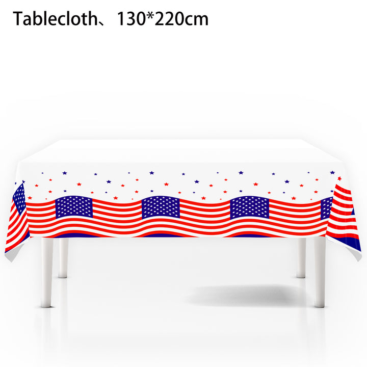Unisex nan patriotic rectangular party tablecloth with stars and stripes waterproof disposable plastic Kalsten
