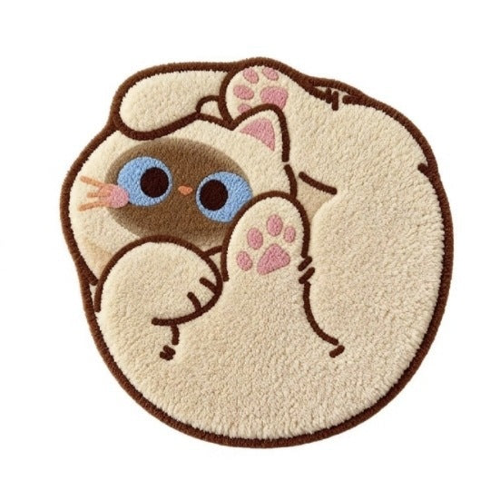 Cat-Themed Round Area Rug