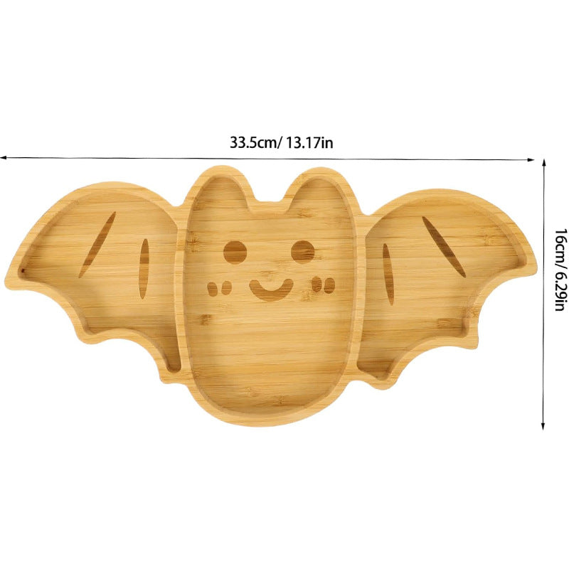 Multiple Compartment Bamboo Serving Plate in Bat Shape