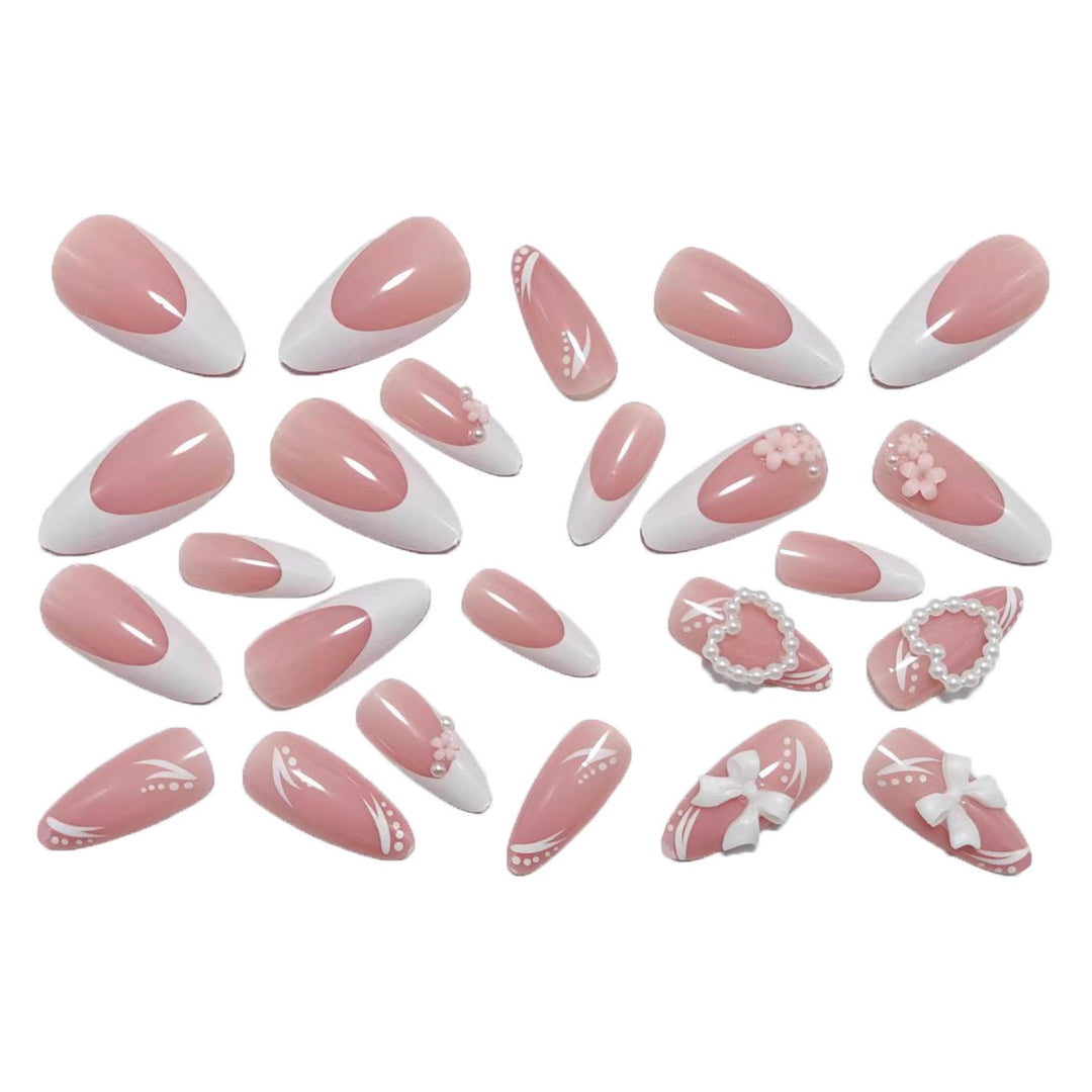 Artificial nails with romantic 3D flower and bow decoration Kalsten