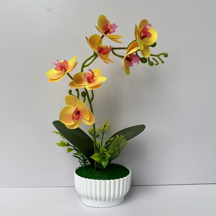 Elegant Faux Orchid Arrangement for Indoor Decor Display