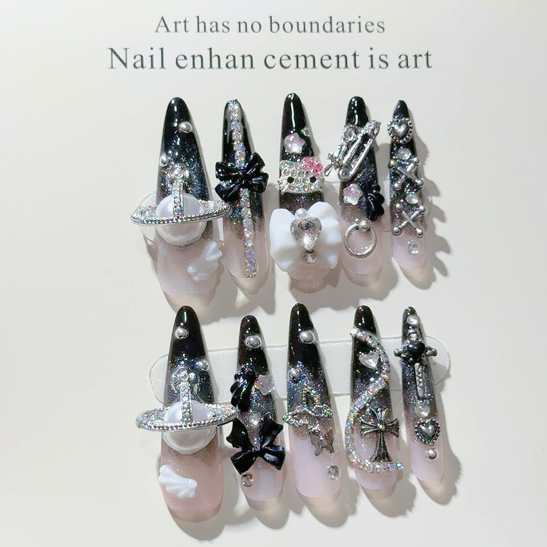 Gothic-Inspired Decorative Press-On Nail Set