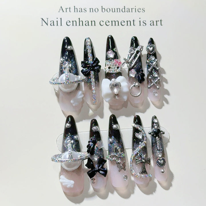 Gothic-Inspired Decorative Press-On Nail Set