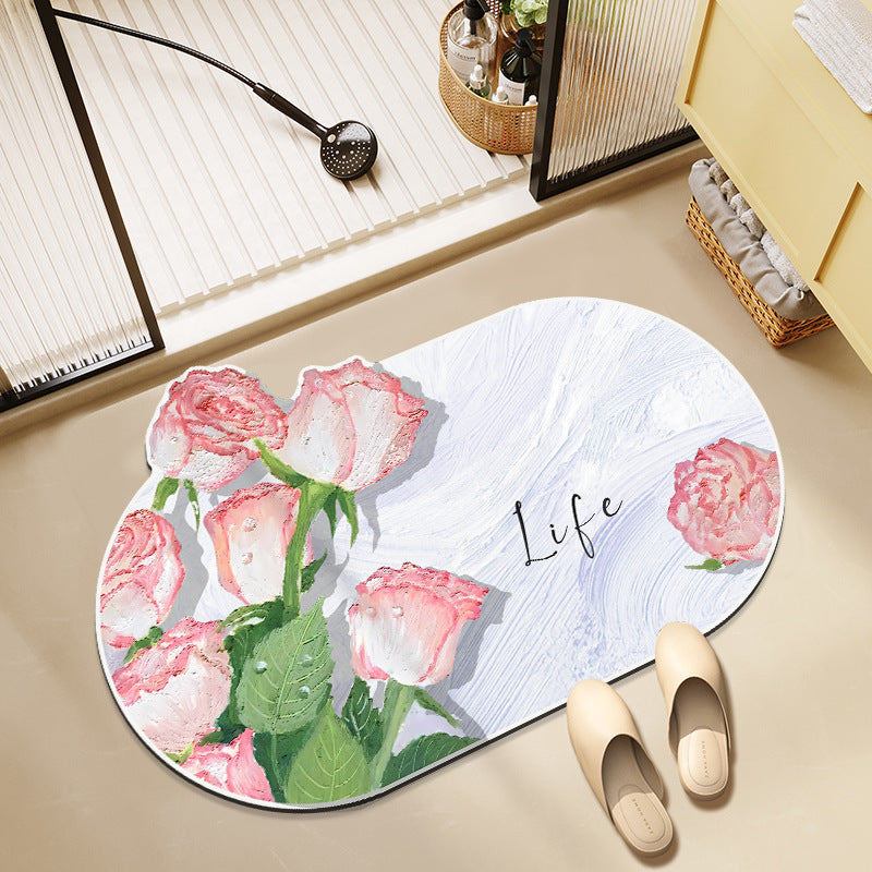 Floral-Themed Memory Foam Bath Mat