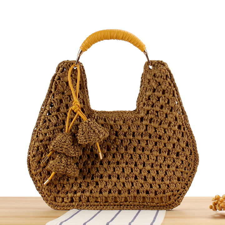 Handbag Made from Handcrafted Natural Material with Unique Tassel Pendant Kalsten