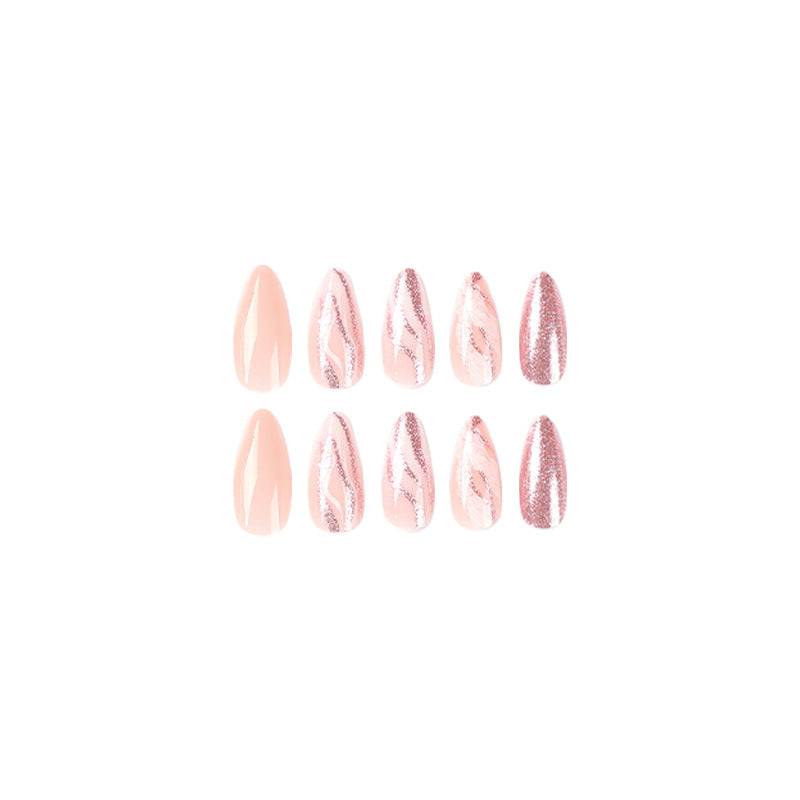 Artful Nail Extensions with Glitter and Marble Design Kalsten