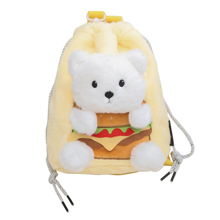 Plush Animal-Themed Drawstring Bag