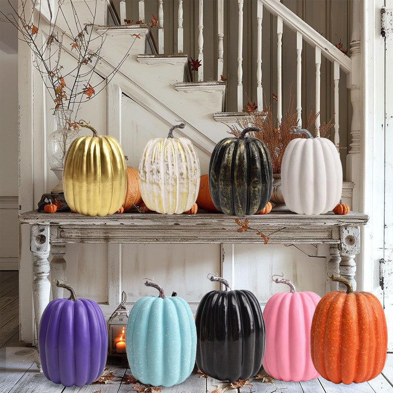 Decorative ceramic pumpkin for table and autumn decoration with glossy glaze