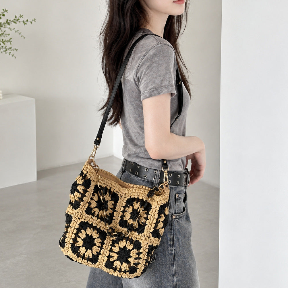 Fashionable Shoulder Bag Made of Handmade Crochet Material Kalsten