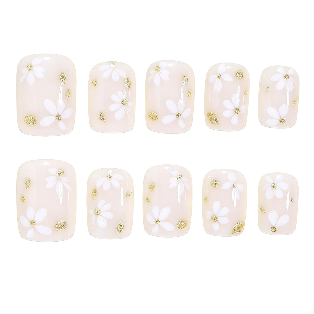 Elegant Floral Design Press-On Nail Art Kalsten