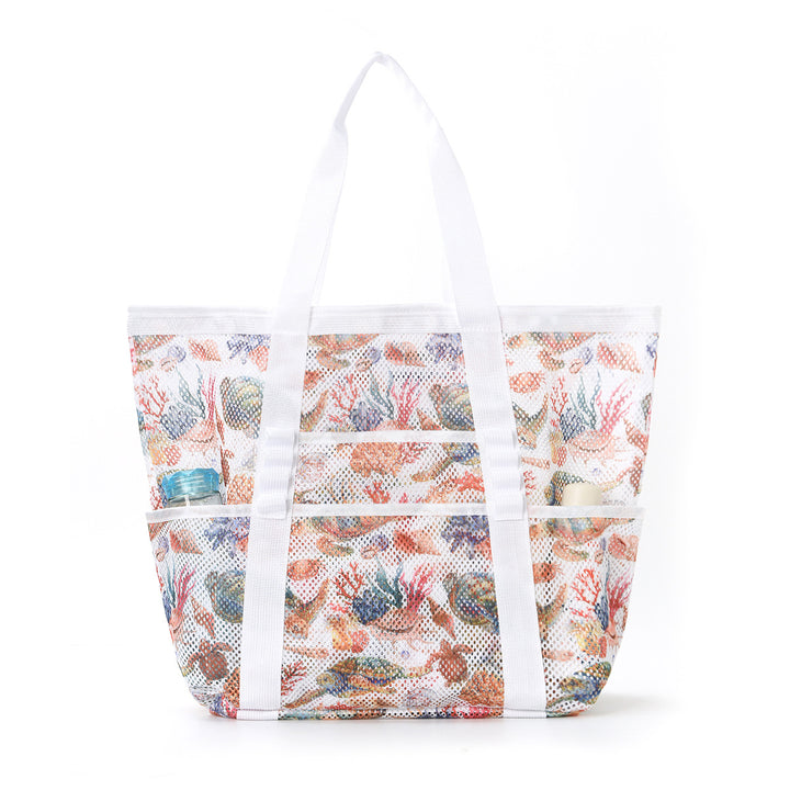 Mesh Beach Bag with Colorful Design Kalsten