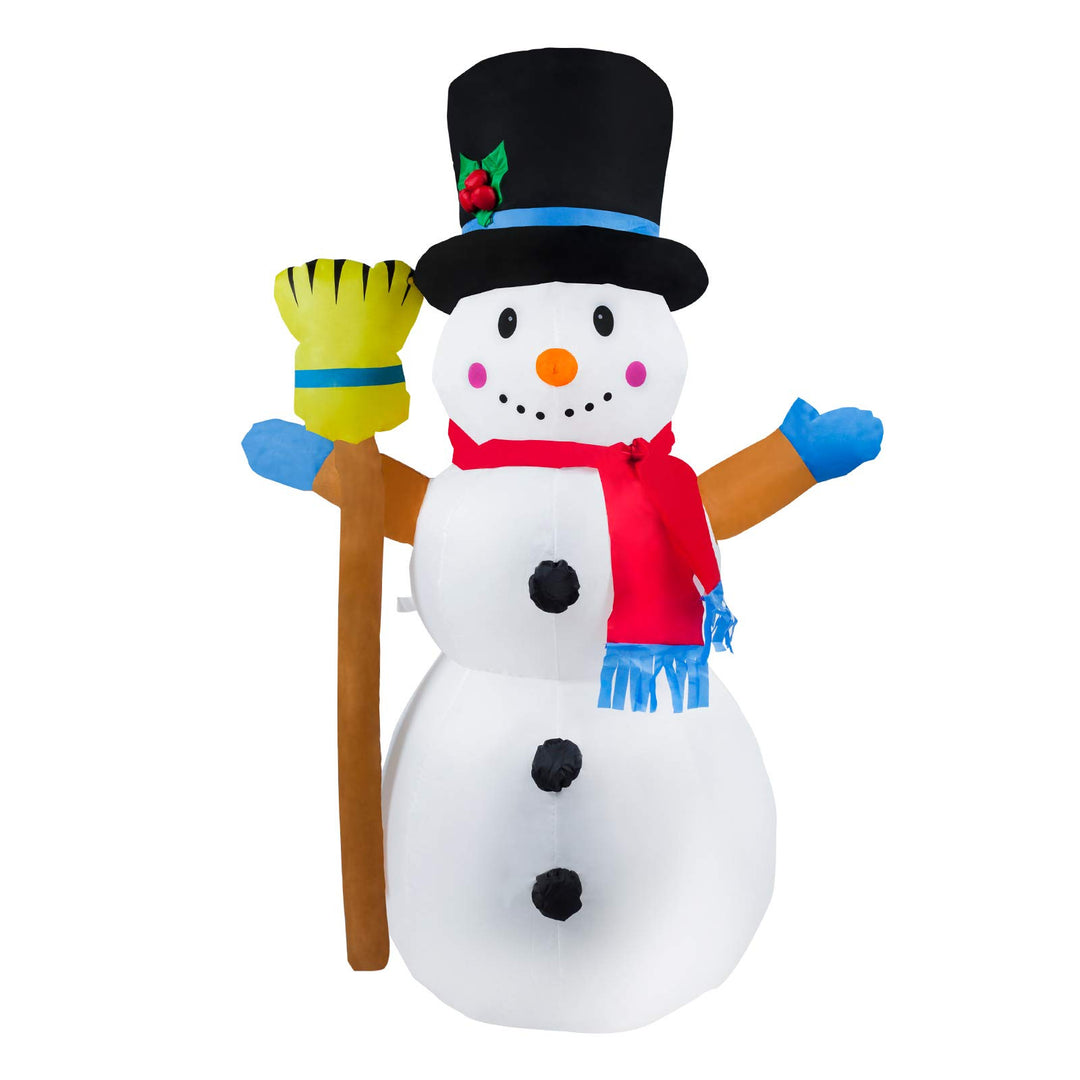 Inflatable snowman with hat and broom