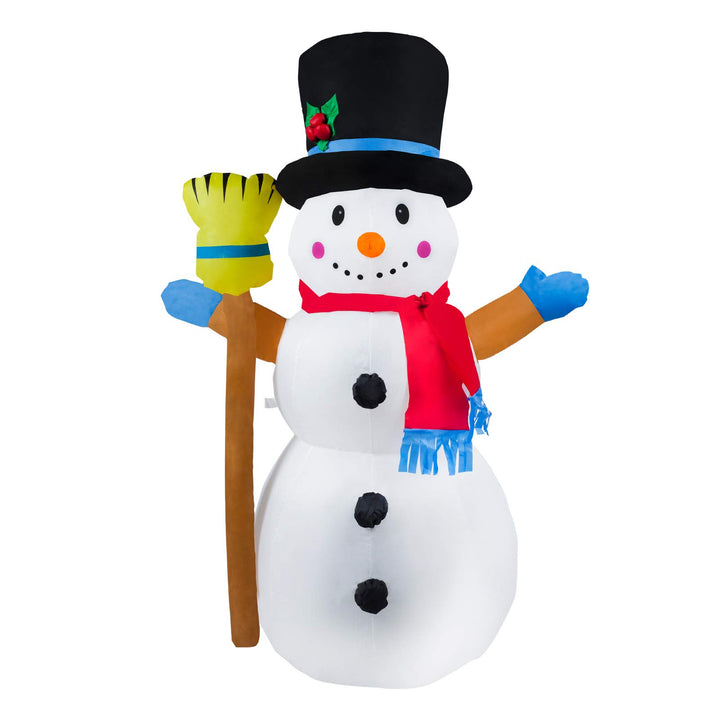 Inflatable snowman with hat and broom