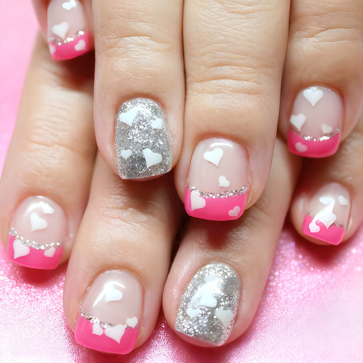 Heart-Embellished Gel Nail Set Kalsten