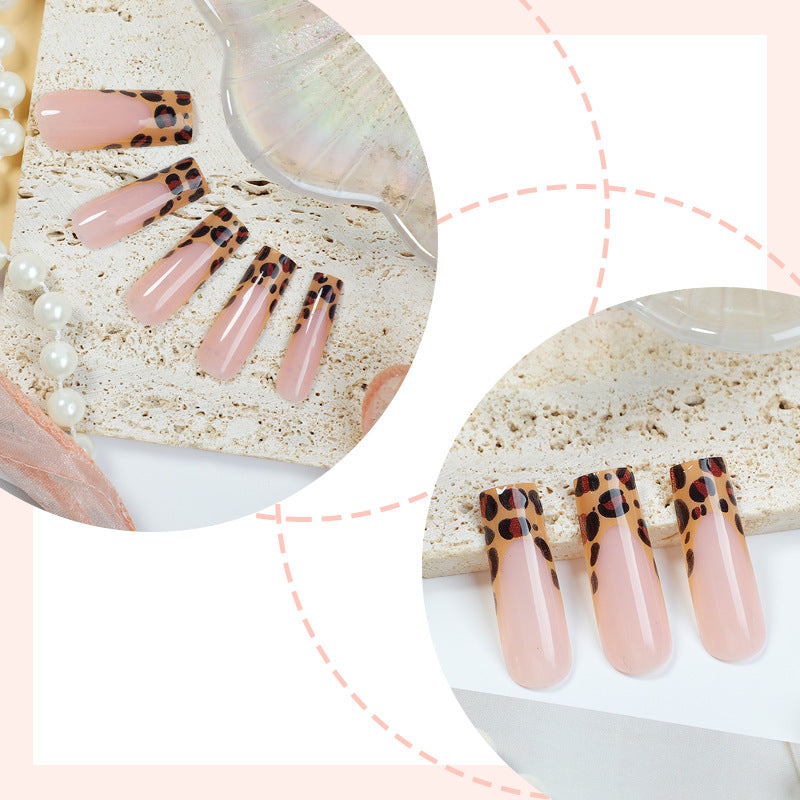 Stylish Press-On Nail Set with Modern Leopard Print Design Kalsten