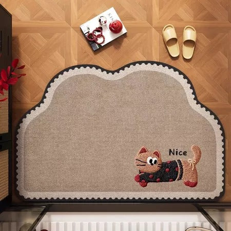 Plush Cat-Themed Bath Mat