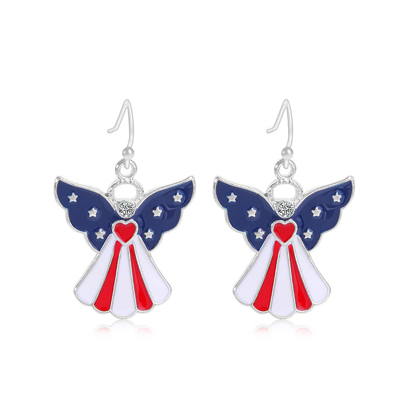 Women's long multi-layer star drop earrings with crystal embellishments and rhodium-plated alloy Kalsten