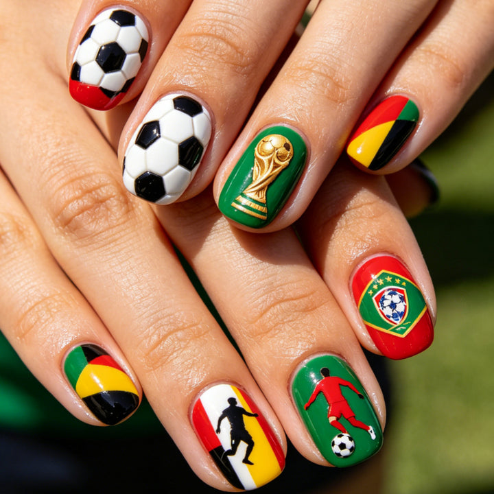 Creative Football Motif Fake Nails Kalsten