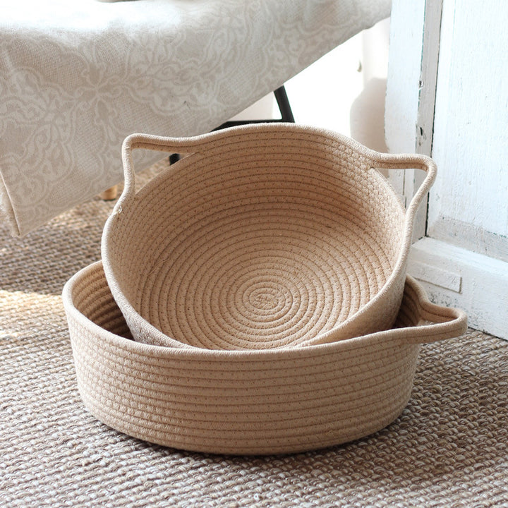 Handcrafted storage basket with handles Kalsten