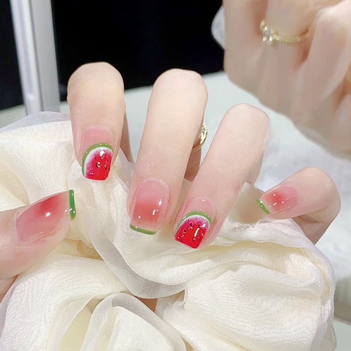 Creative acrylic nail set with watermelon pattern Kalsten