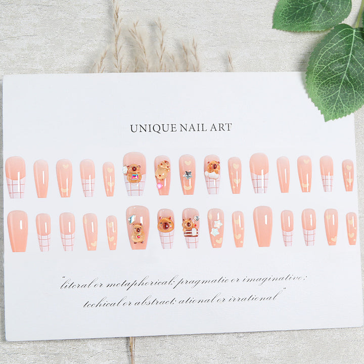 Artificial nail set with charming animal design and sparkling crystal embellishments Kalsten