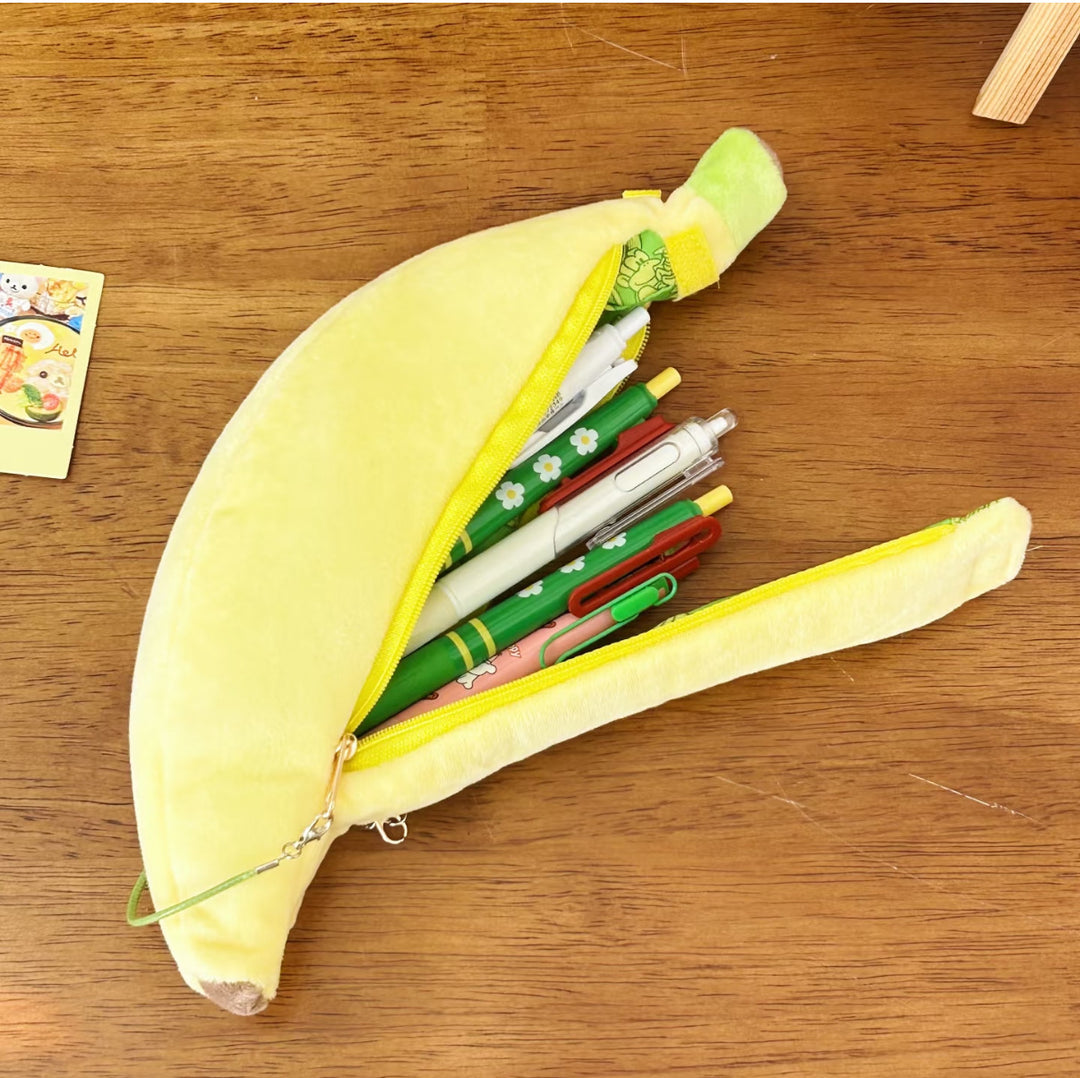 Banana-Shaped Plush Pencil Case