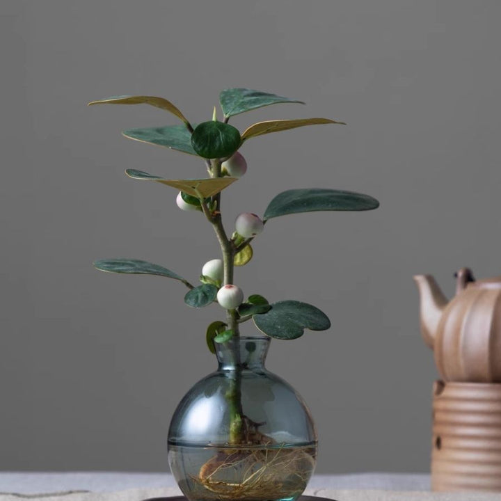 Modern Glass Vase with Artificial Plant