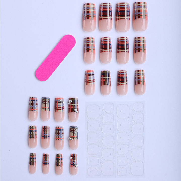 Artificial nails with geometric patterns and glossy accents Kalsten