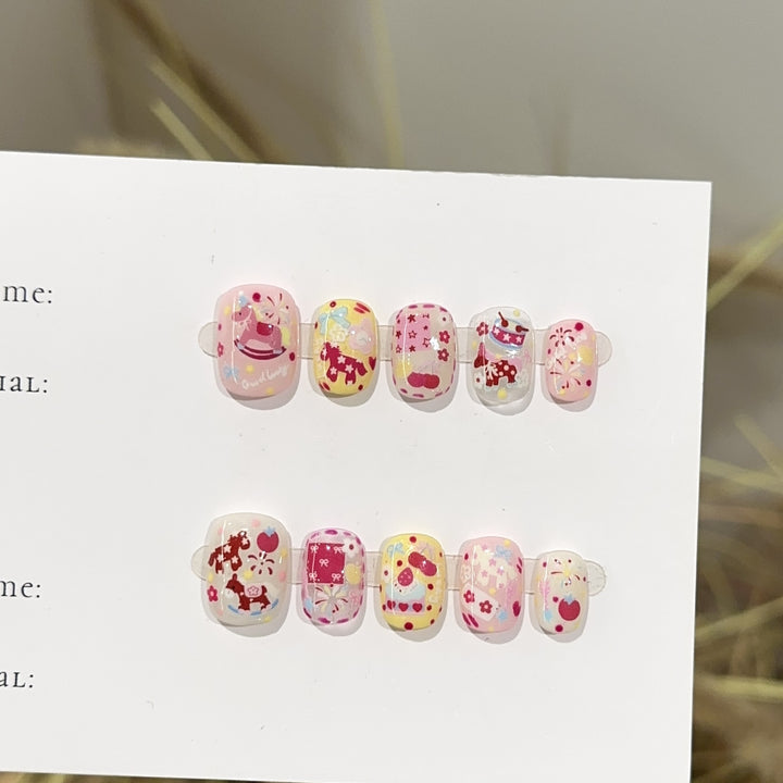 Whimsical Themed Press-On Nail Design Set