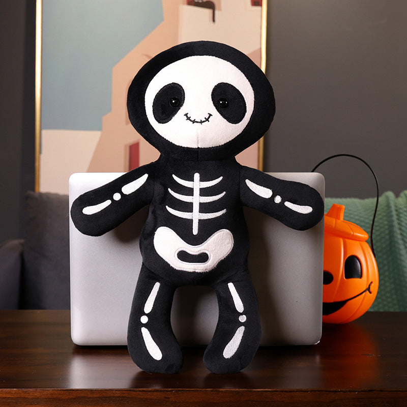 Soft Plush Skeleton Panda Sitting Cuddle Doll with Embroidered Bone Motif Kalsten