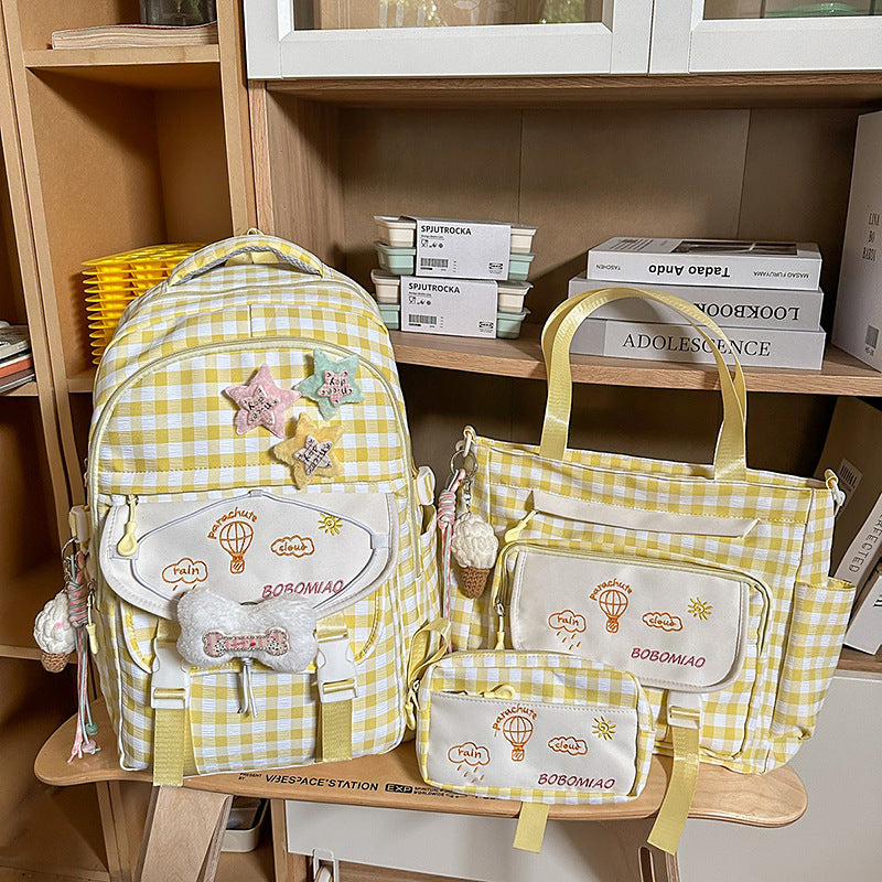 Stylish Gingham Check Pattern Backpack