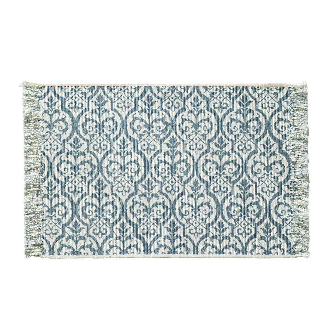 Woven decorative runner with damask jacquard and hand-fringed edge Kalsten