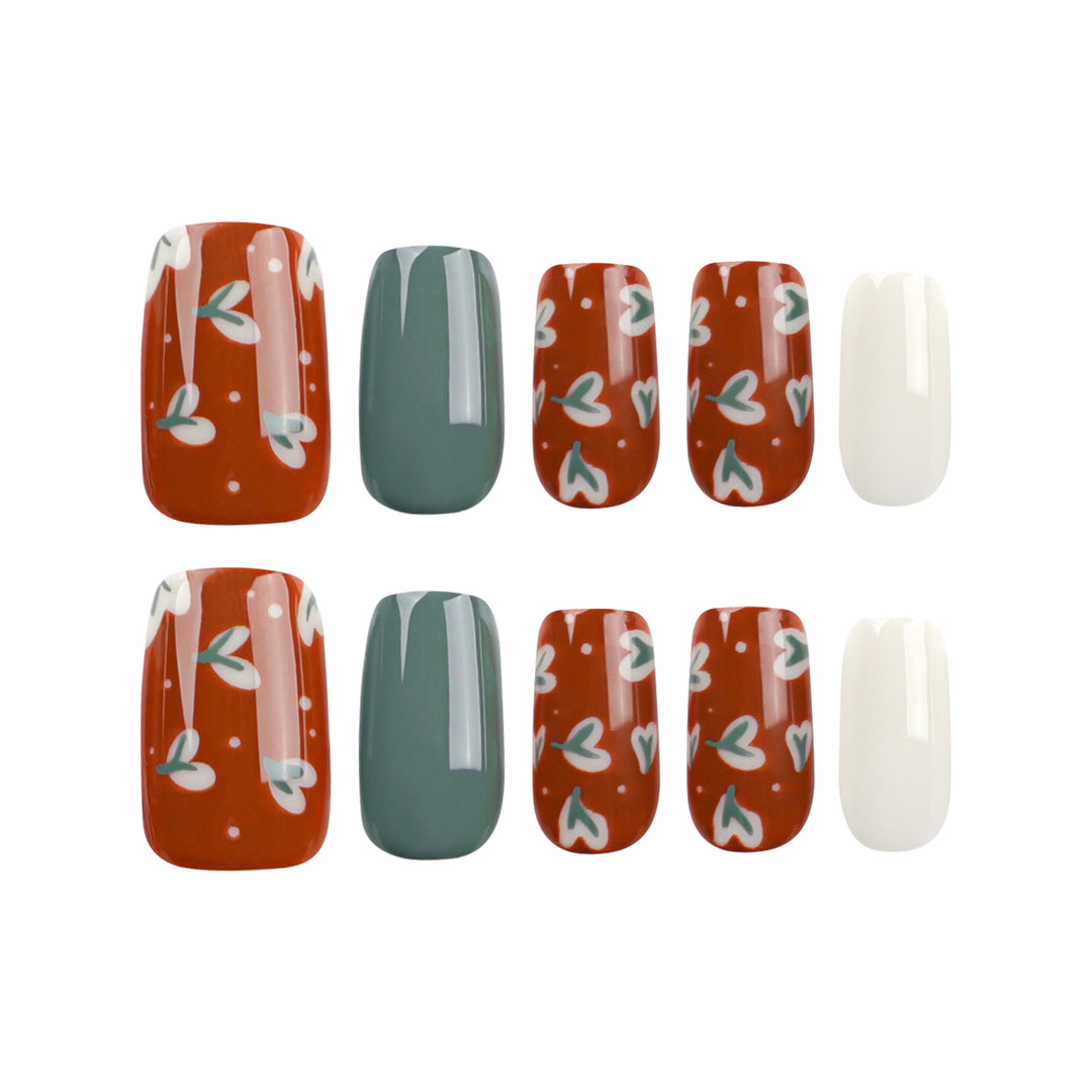 Elegant artificial nails with creative heart decorations Kalsten